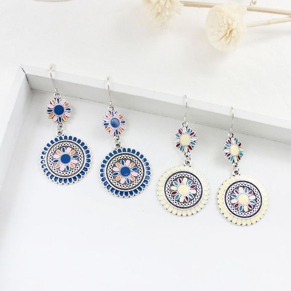 7/$35 White & Blue Flower Sun Dangle Earrings - Picture 7 of 9